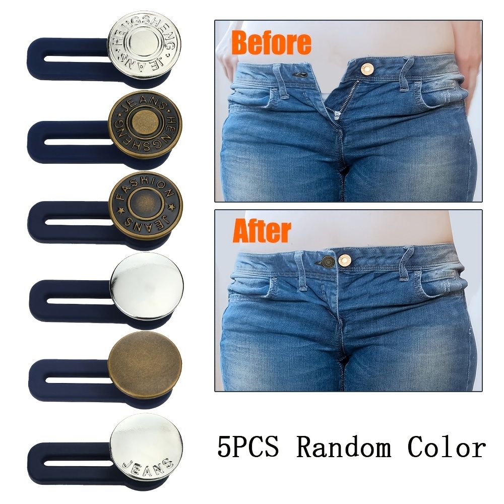 5pcs Button Extender For Pants; Adjustable Waist Button; Retractable Waistband Expander; Random Color; No Sew Buttons; Easy To Use And No Tools Require - Image 2