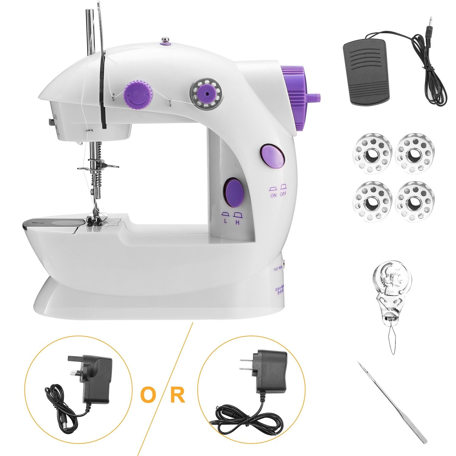 Electric Sewing Machine Portable 2 Speed Overlock Foot w/ Foot Pedal LED Light - Image 9