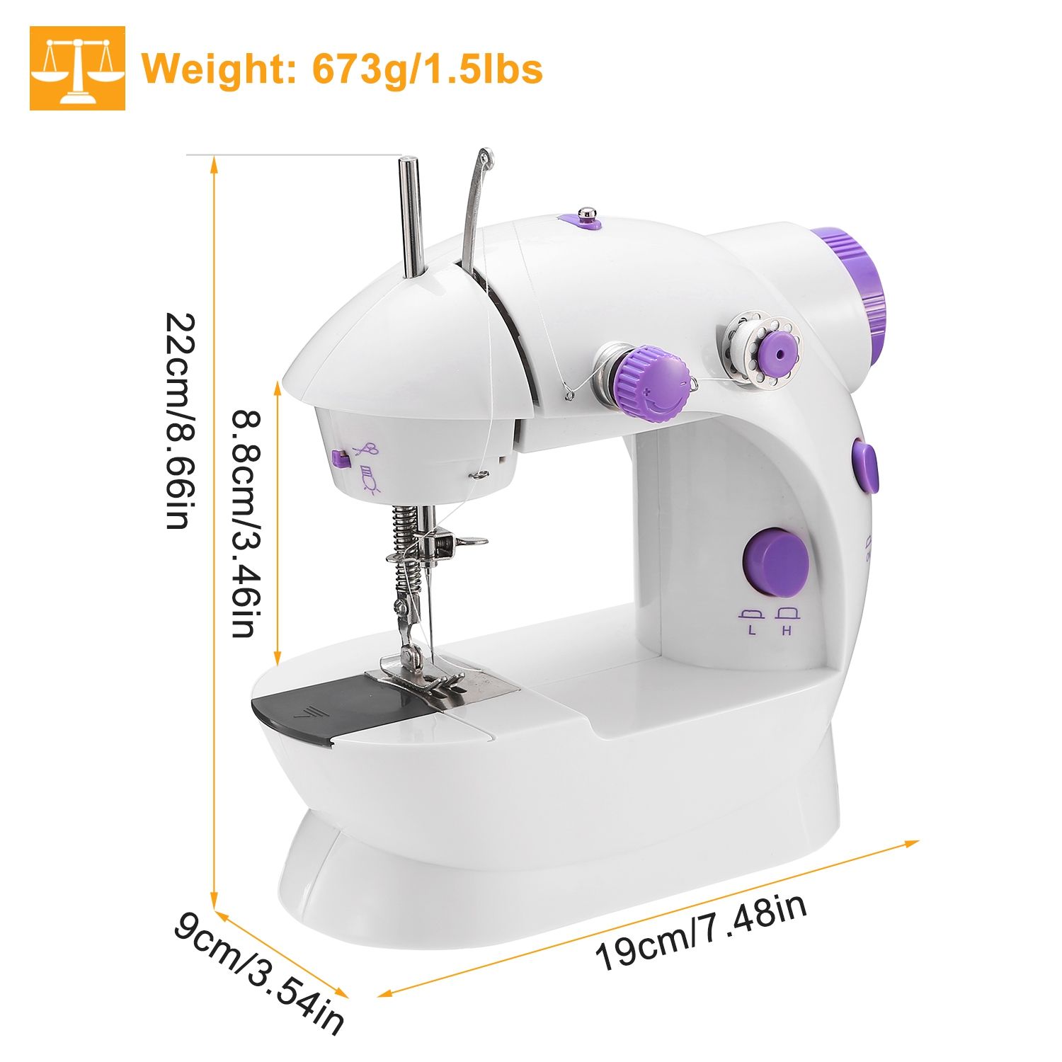 Electric Sewing Machine Portable 2 Speed Overlock Foot w/ Foot Pedal LED Light - Image 8