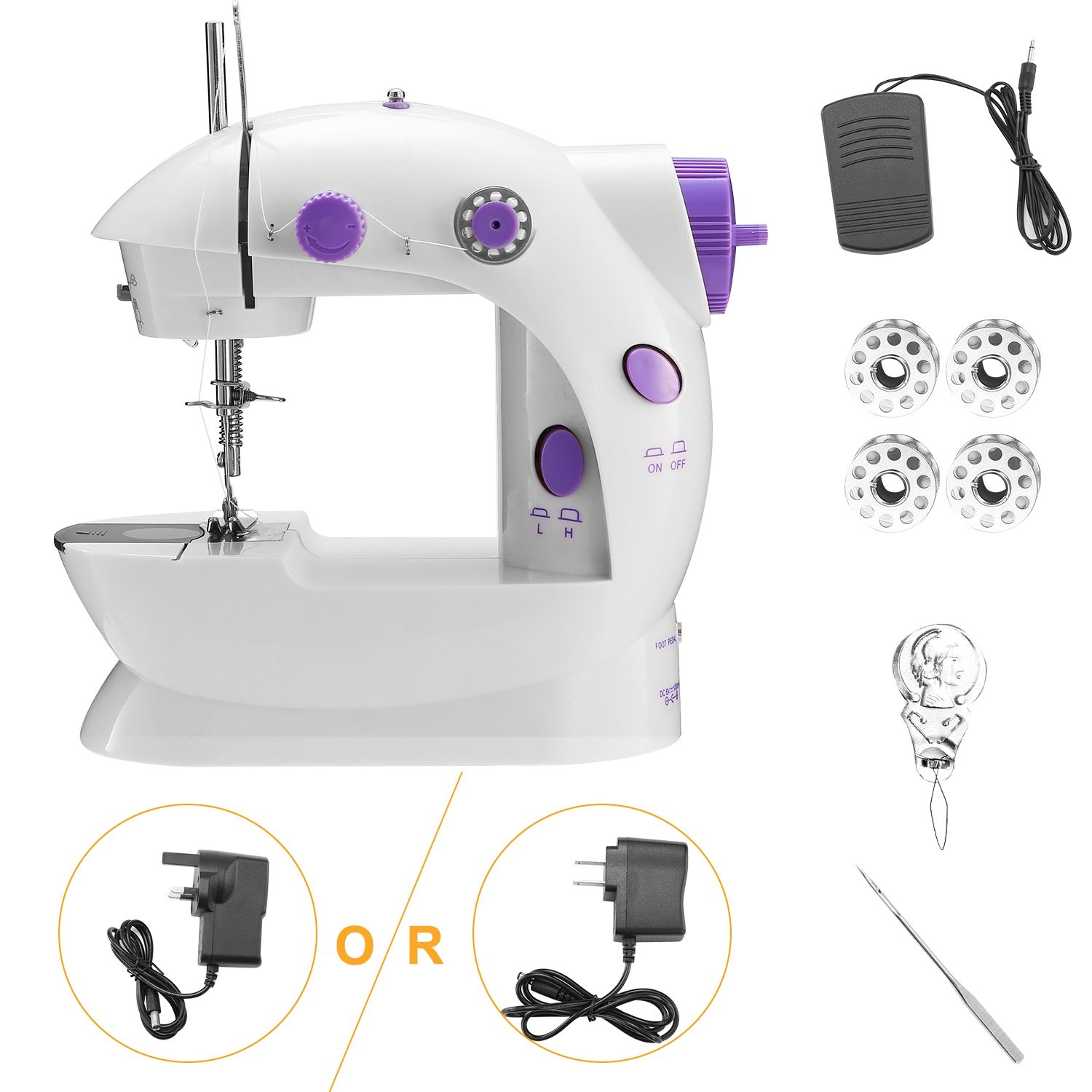 Electric Sewing Machine Portable 2 Speed Overlock Foot w/ Foot Pedal LED Light - Image 9