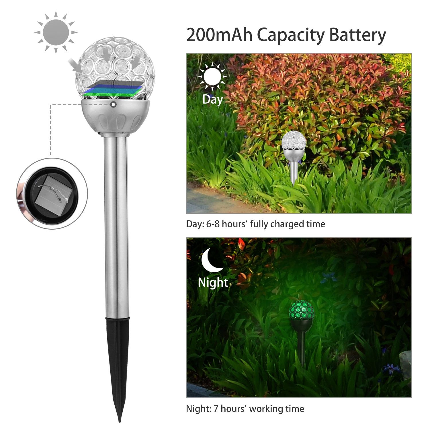 Solarek 3 Pcs Outdoor Solar Lights IP44 Waterproof Ball RGB Light Garden Decor Lamp Landscape Christmas - Image 3