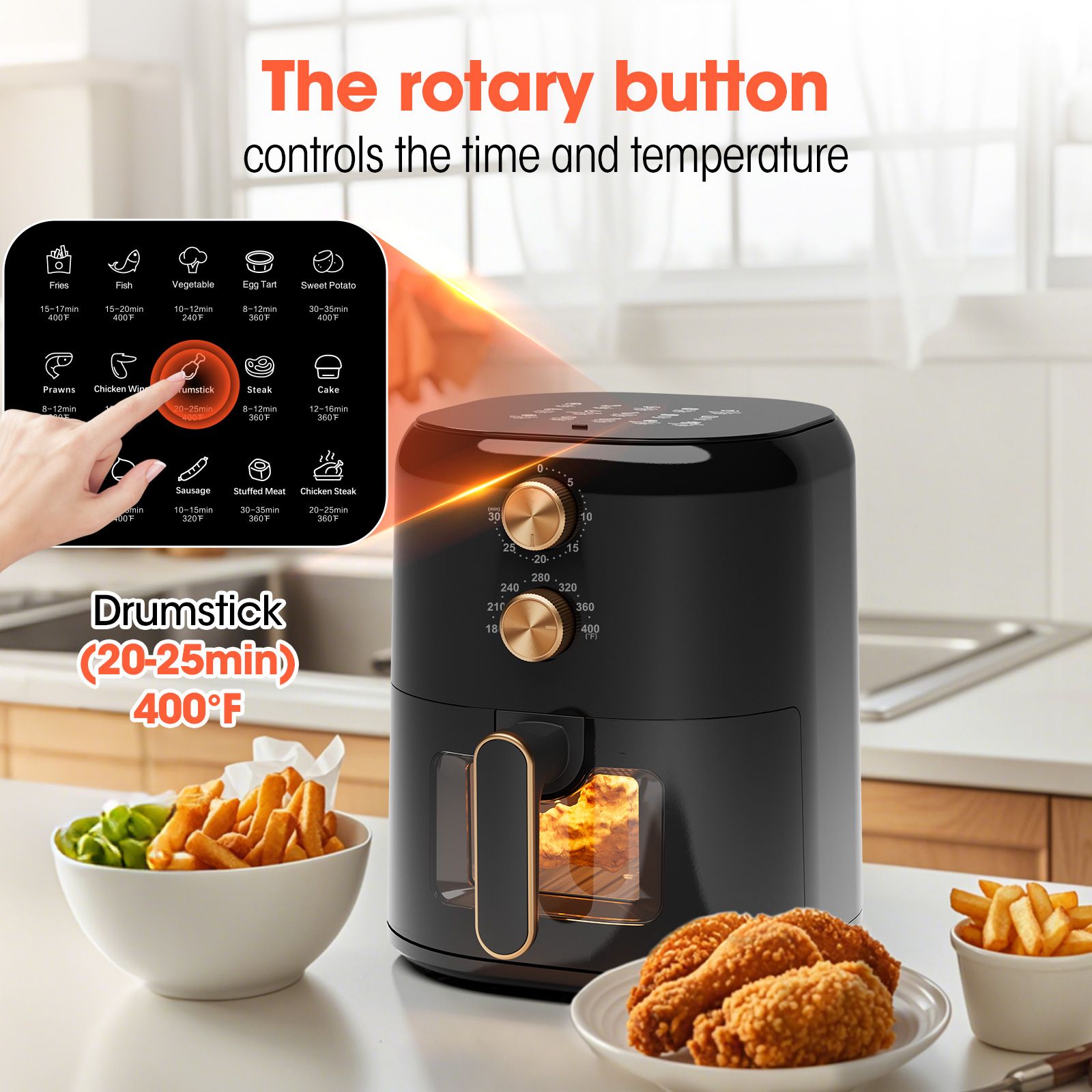 Air Fryer 4-in-1 with 4.5 QT Capacity, Air Fry, Roast, Reheat, Dehydrate, Air Crisp Technology with 400F for hot, crispy results in just minutes, Black - Image 15