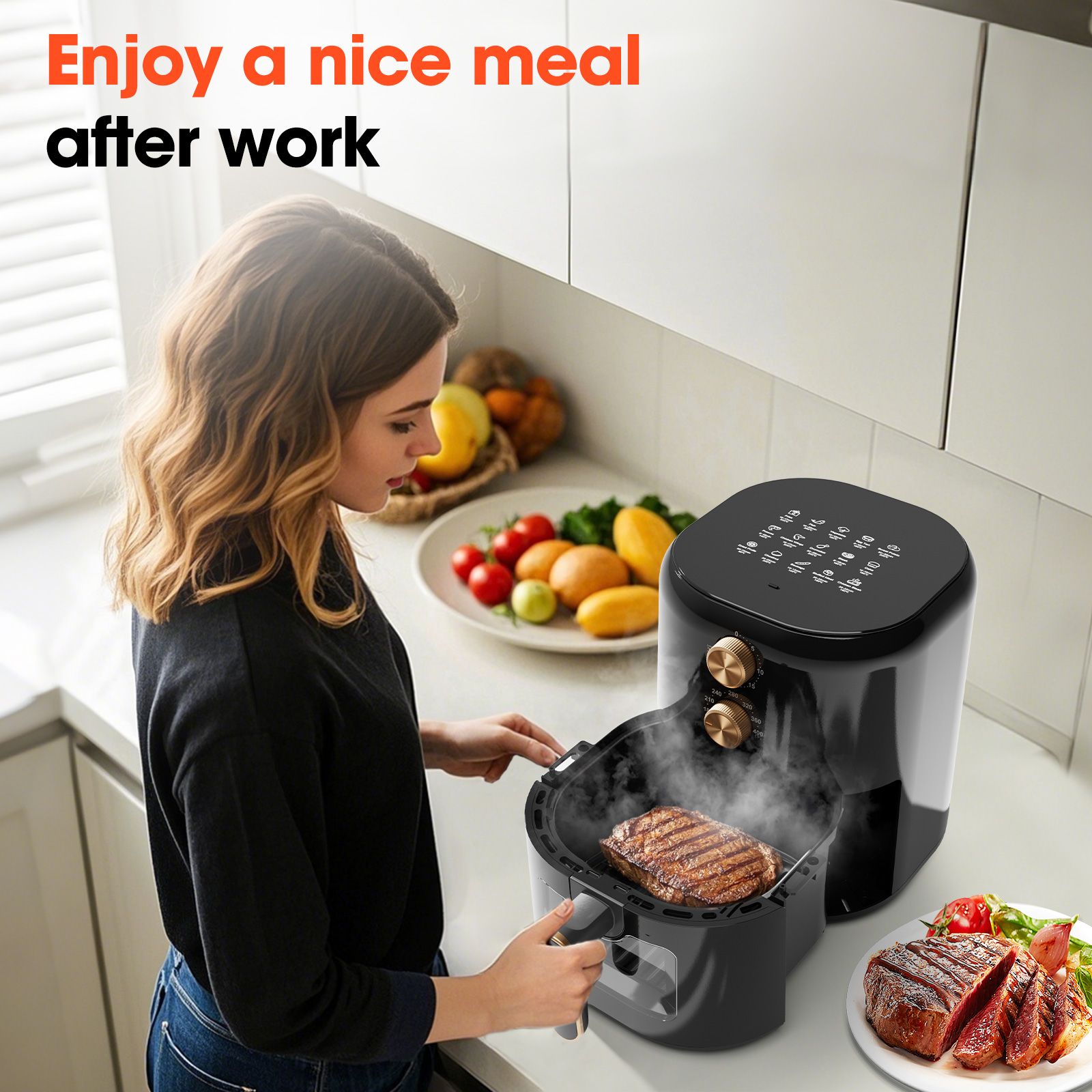 Air Fryer 4-in-1 with 4.5 QT Capacity, Air Fry, Roast, Reheat, Dehydrate, Air Crisp Technology with 400F for hot, crispy results in just minutes, Black - Image 18