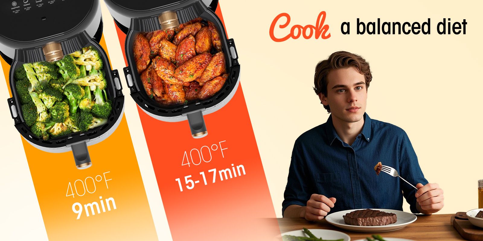 Air Fryer 4-in-1 with 4.5 QT Capacity, Air Fry, Roast, Reheat, Dehydrate, Air Crisp Technology with 400F for hot, crispy results in just minutes, Black - Image 6