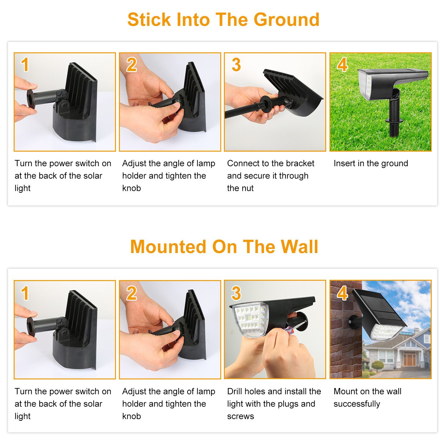 Solarek 32 LEDs Solar Landscape Spotlights IP65 Waterproof Solar Lights Auto On/Off Solar Powered Security Wall Lights - Image 6