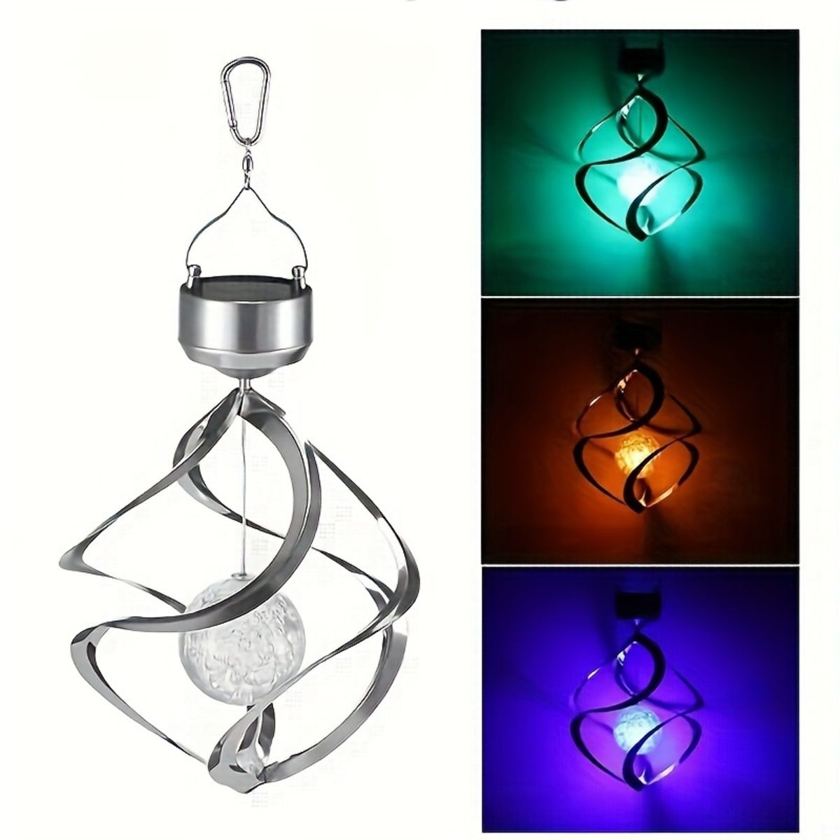 Wind Spinner Solar Light, LED Wind Chimes, Outdoor Decor Changing Color Ball Wind Chimes Solar Hanging Lantern For Home Garden Outdoor Decoration - Image 2