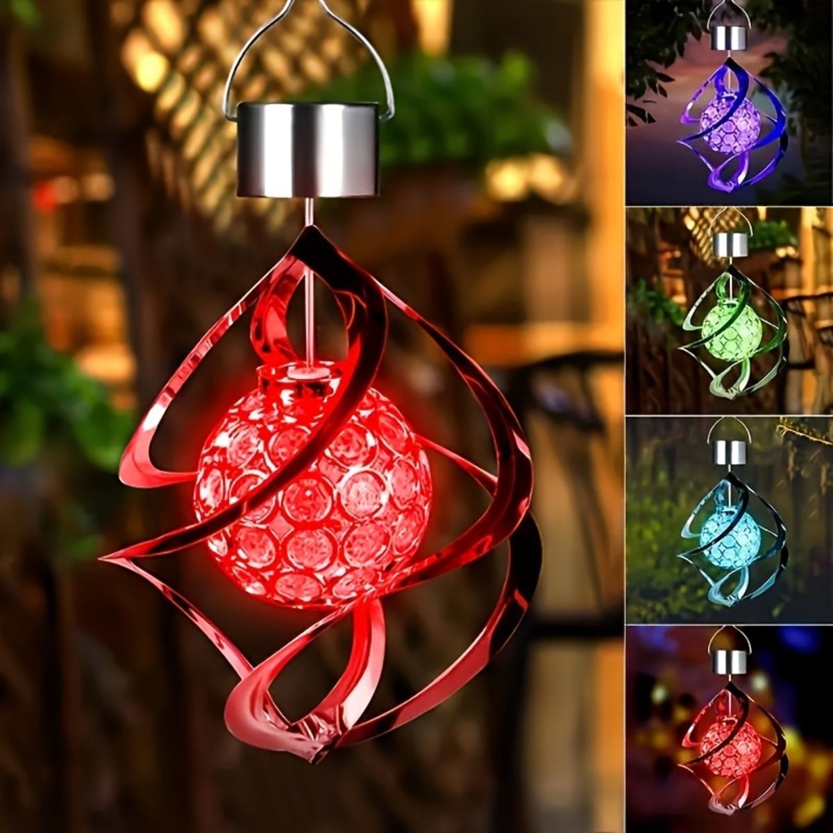 Wind Spinner Solar Light, LED Wind Chimes, Outdoor Decor Changing Color Ball Wind Chimes Solar Hanging Lantern For Home Garden Outdoor Decoration - Image 3
