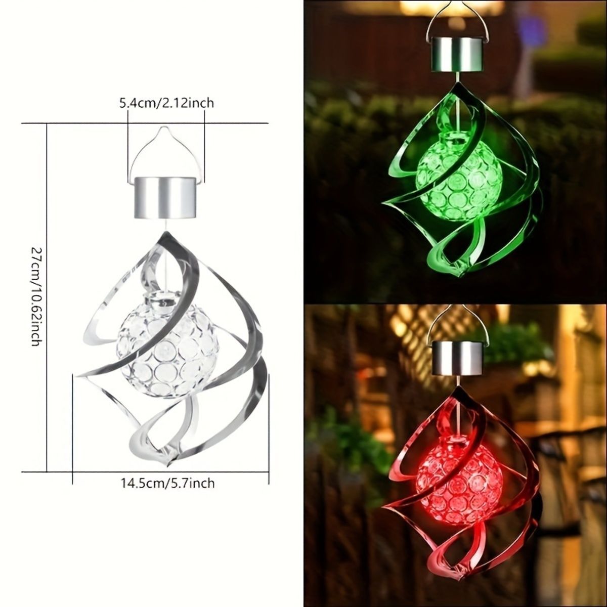 Wind Spinner Solar Light, LED Wind Chimes, Outdoor Decor Changing Color Ball Wind Chimes Solar Hanging Lantern For Home Garden Outdoor Decoration - Image 4