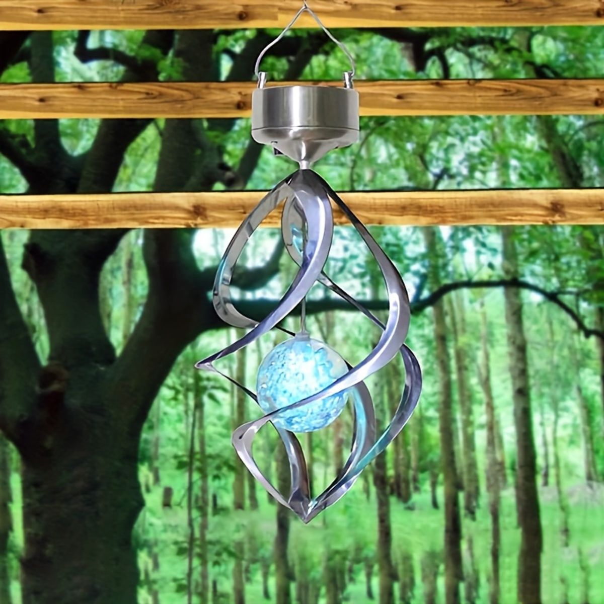 Wind Spinner Solar Light, LED Wind Chimes, Outdoor Decor Changing Color Ball Wind Chimes Solar Hanging Lantern For Home Garden Outdoor Decoration - Image 6