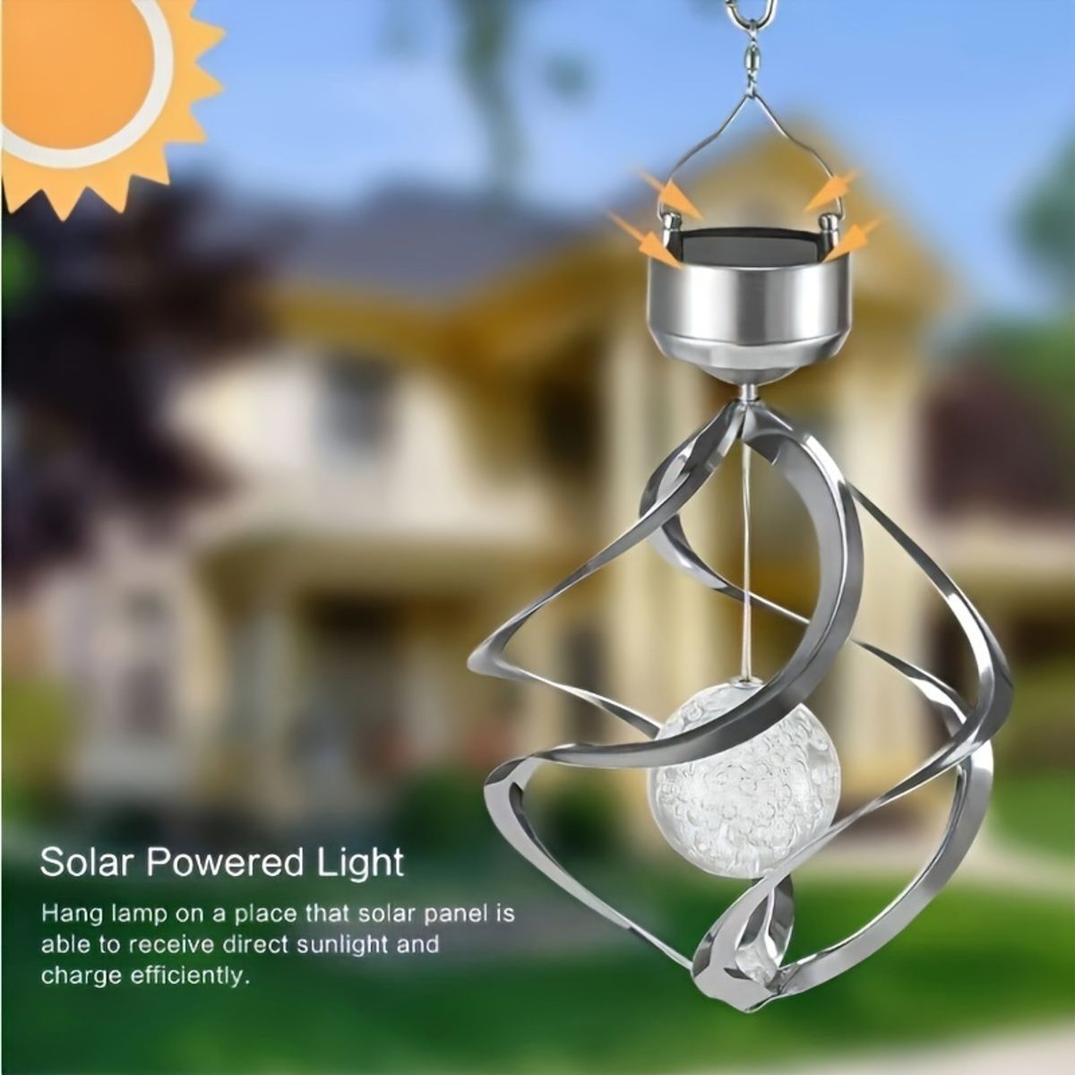 Wind Spinner Solar Light, LED Wind Chimes, Outdoor Decor Changing Color Ball Wind Chimes Solar Hanging Lantern For Home Garden Outdoor Decoration - Image 7