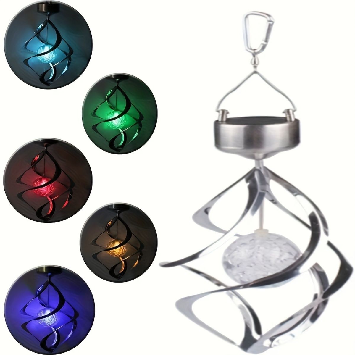 Wind Spinner Solar Light, LED Wind Chimes, Outdoor Decor Changing Color Ball Wind Chimes Solar Hanging Lantern For Home Garden Outdoor Decoration - Image 9