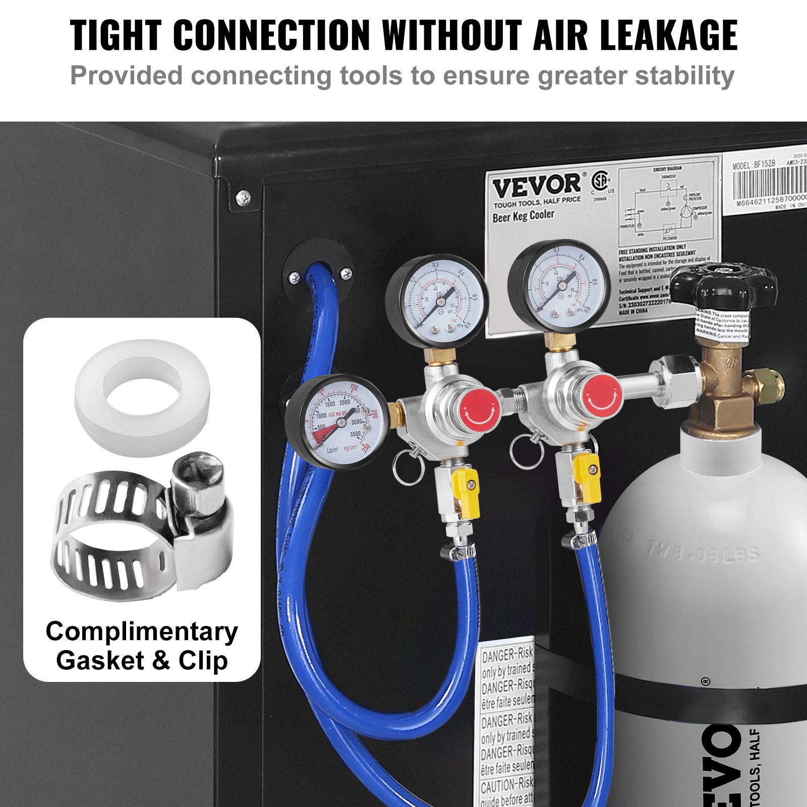 VEVOR Triple Gauge Regulator, CO2 Regulator Gauge with 0-60PSI, Heavy Duty CO2 Gauge Gas System, Draft Beer Regulator with Check Valve, Adjustable Pressure Regulator for Draft Beer Homebrew, CGA320 - Image 4
