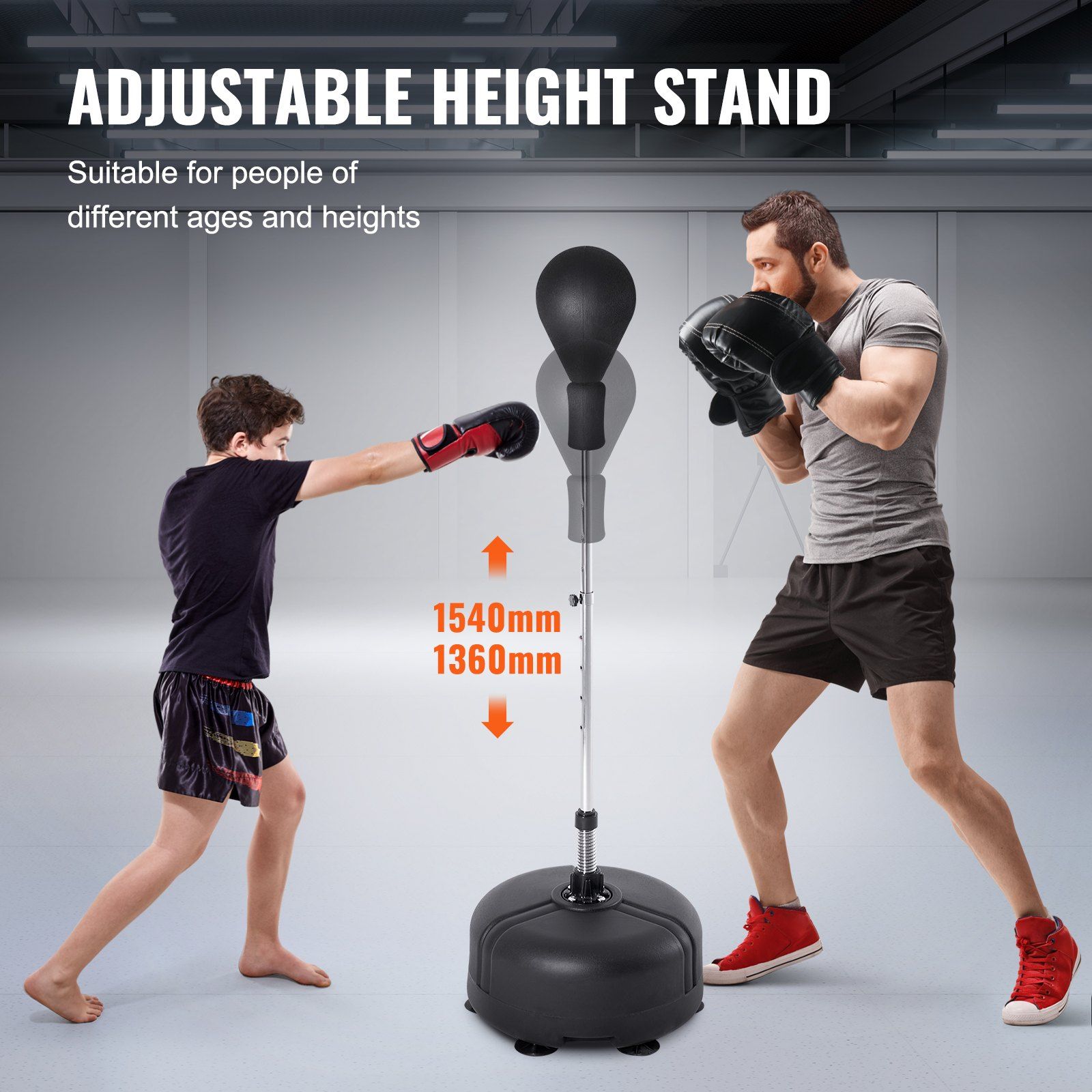 VEVOR Punching Bag, Reflex Boxing Bag for Teens & Adults, Height Adjustable Free Standing Strike Bag Set with Boxing Gloves & Stand, Speed Bag for Training, Boxing Equipment, Stress Relief & Fitness - Image 3