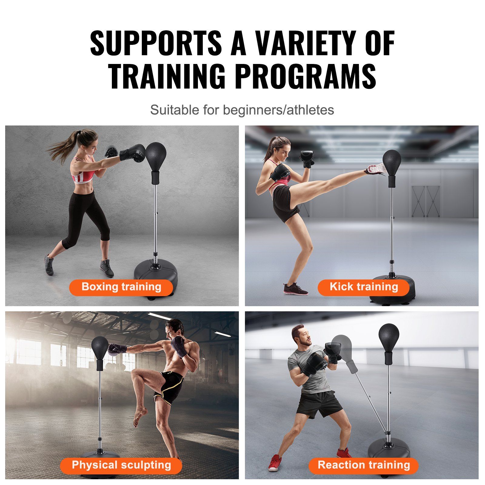 VEVOR Punching Bag, Reflex Boxing Bag for Teens & Adults, Height Adjustable Free Standing Strike Bag Set with Boxing Gloves & Stand, Speed Bag for Training, Boxing Equipment, Stress Relief & Fitness - Image 6