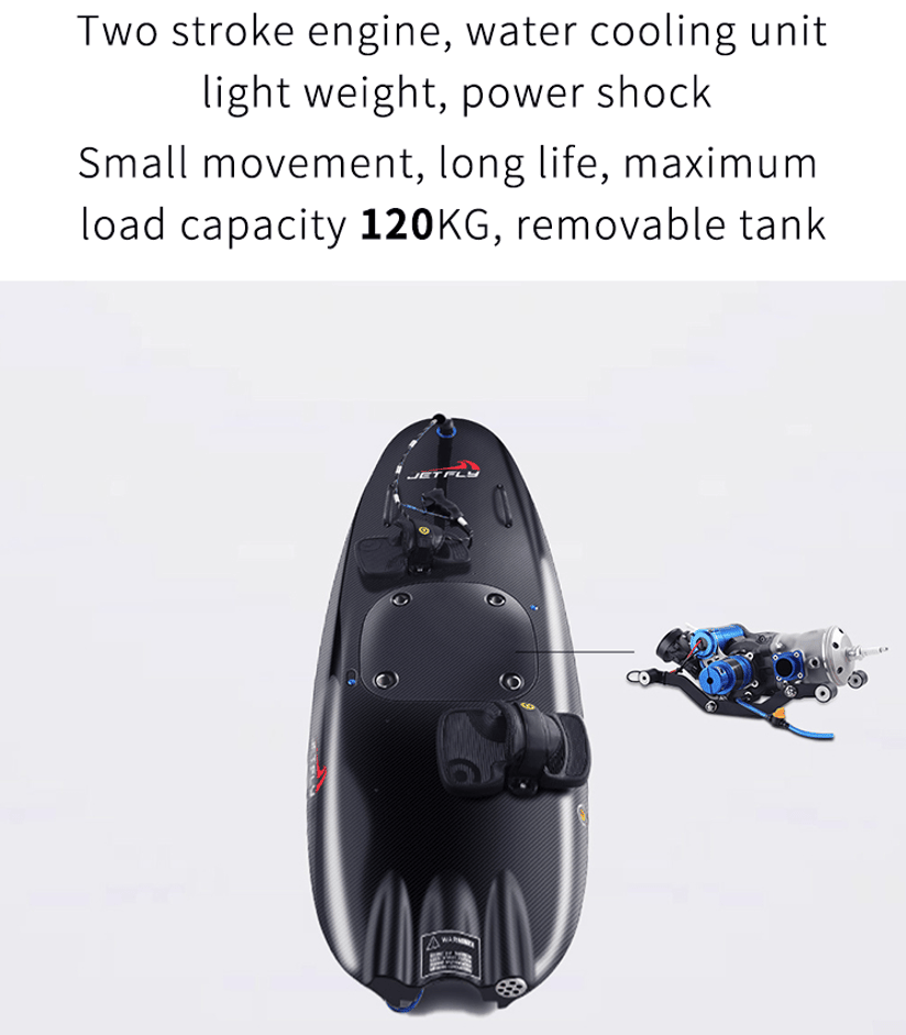 PSJF08a  gasoline engine surfboard load 120kg speed 58 km/h displacement 110CC water depth 60cm safe payment PICC carburetor aviation grade carbon fiber - Image 7
