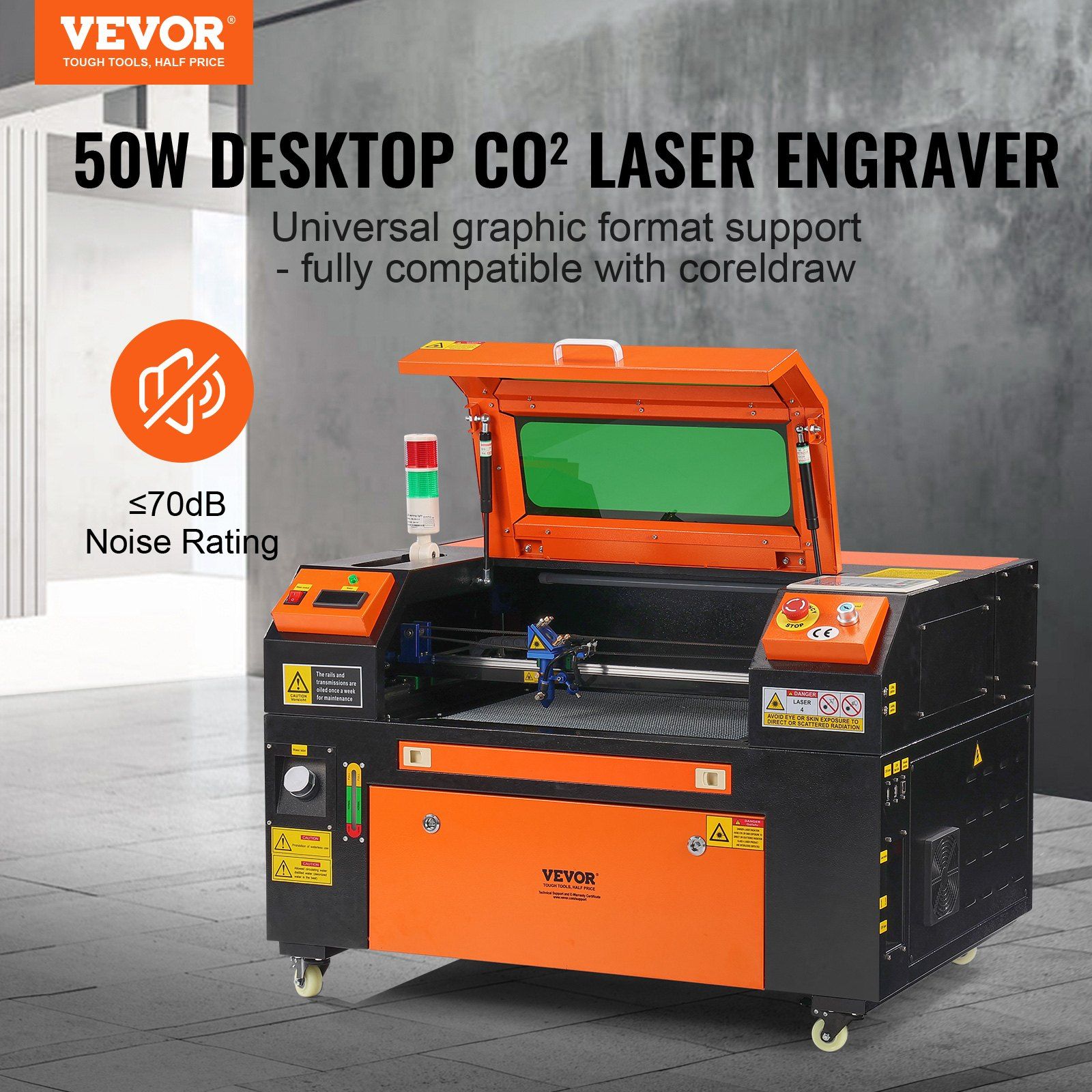 50W CO2 Laser Engraver, 12 x 20 in, 19.7 IPS Laser Cutter Machine with 2-Way Pass Air Assist, Compatible with LightBurn, CorelDRAW, AutoCAD, Windows, Mac OS, Linux, for Wood Acrylic Fabric More - Image 2