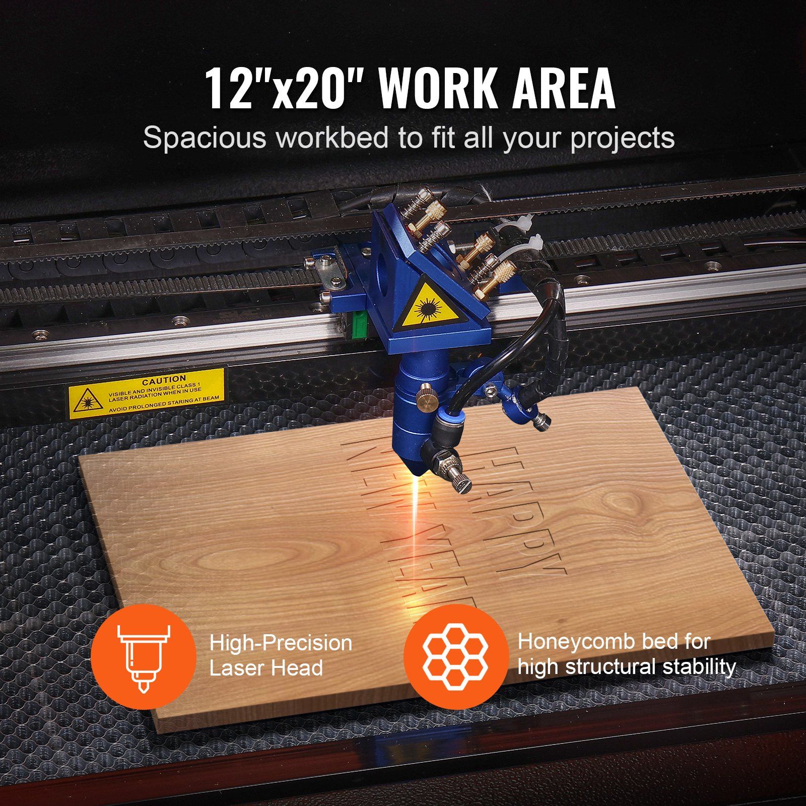 50W CO2 Laser Engraver, 12 x 20 in, 19.7 IPS Laser Cutter Machine with 2-Way Pass Air Assist, Compatible with LightBurn, CorelDRAW, AutoCAD, Windows, Mac OS, Linux, for Wood Acrylic Fabric More - Image 4